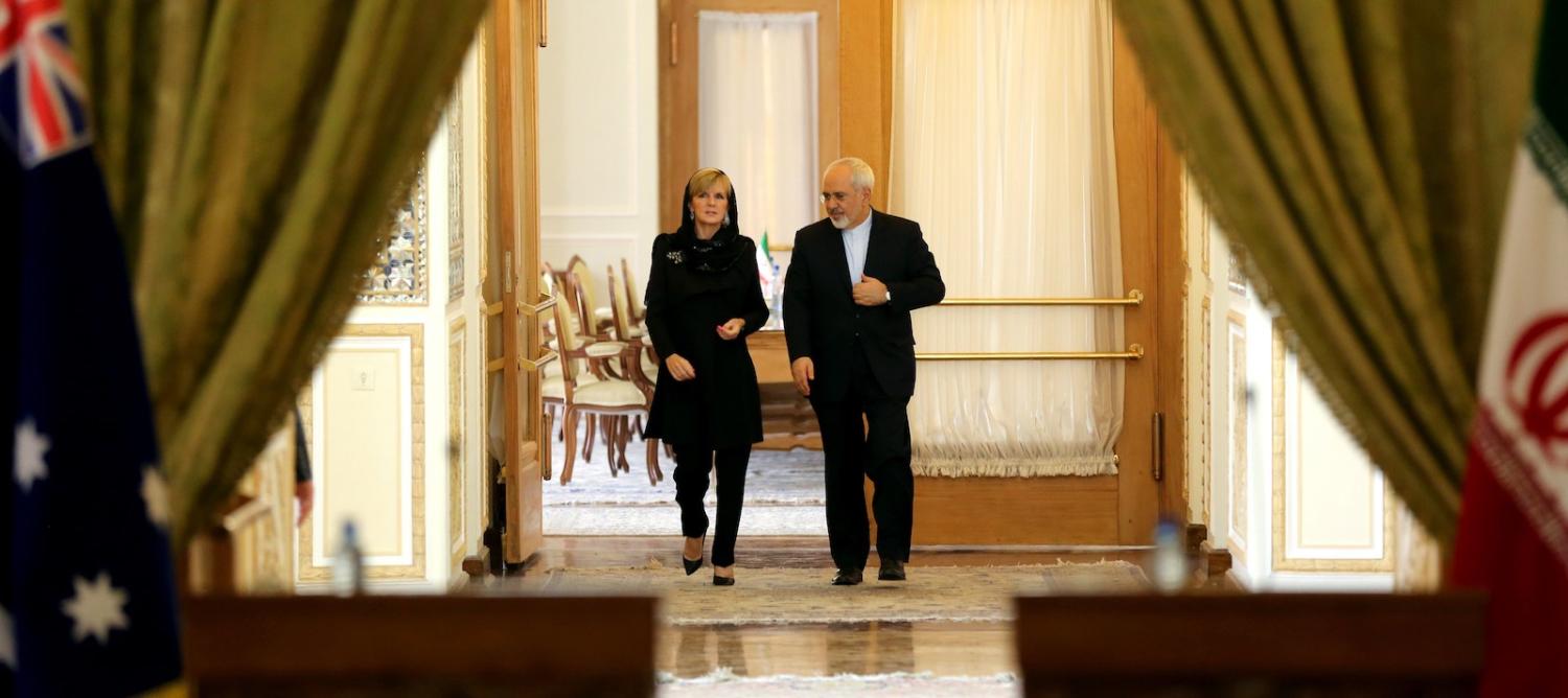 Australian Foreign Minister Julie Bishop and Iranian Foreign Minister Mohammad Javad Zarif in Tehran in 2015 (Photo: Atta Kenare/Getty)