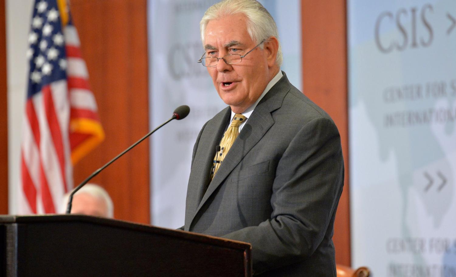 Secretary of State Rex Tillerson speaking at CSIS in Washington, DC yesterday.